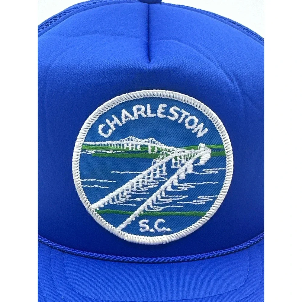 Blue Charleston SC Bridge Trucker Hat Mesh Snapback‎ Vintage Souvenir